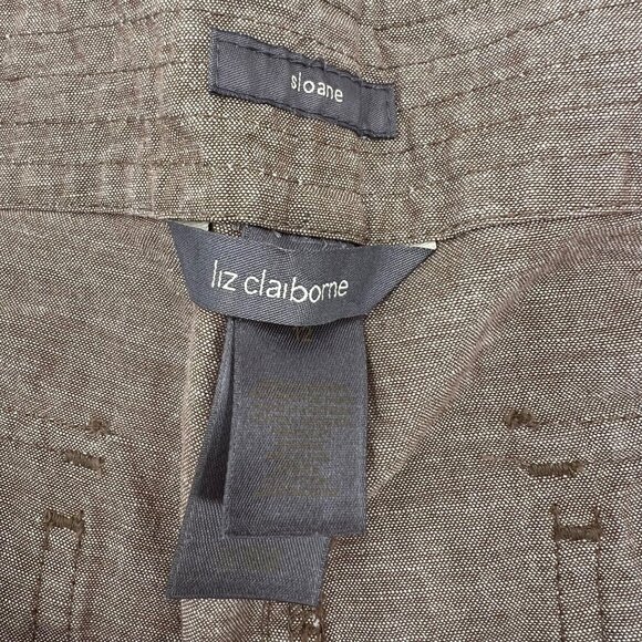 Liz Claiborne Women's Linen-Blend Drawstring Pants Size 12 Brown Lightweight - Picture 3 of 10